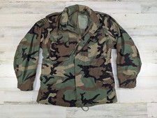 Vintage 90s Military Jacket Mens Medium M65 Field Woodland Camo Cold Weather