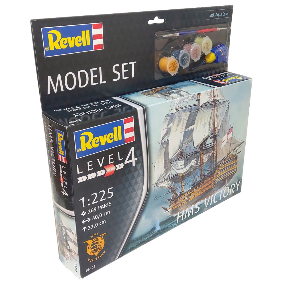 Revell HMS Victory 1:225 Scale Model Set with Paints Glue & Brush 65408