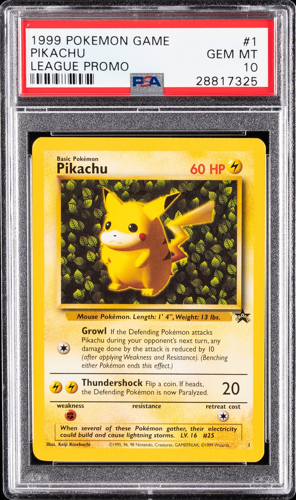 1999 POKEMON LEAGUE PROMO #1 PIKACHU PSA 10