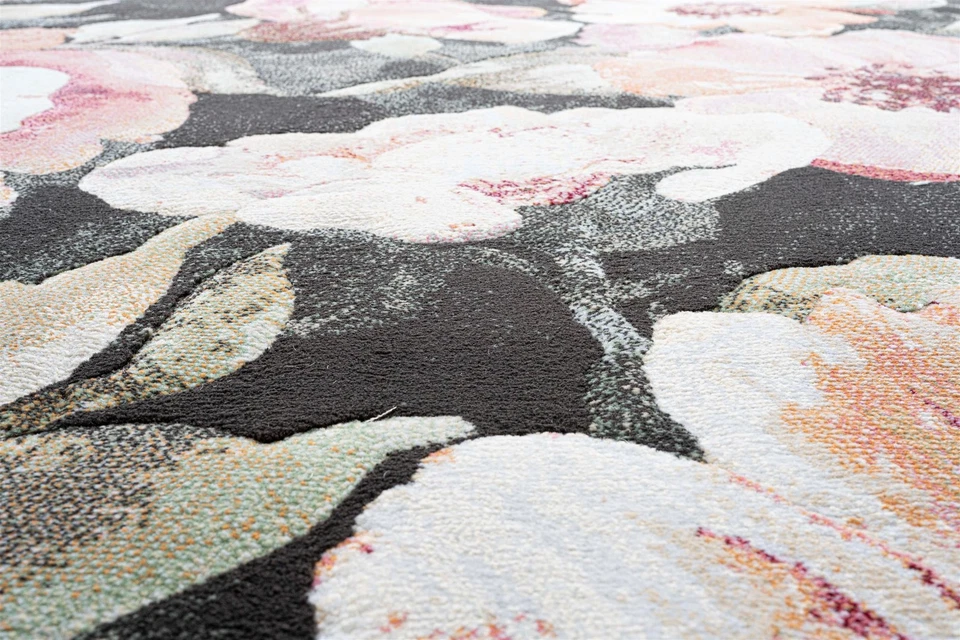 Essentials Eleanor Black Blush Pink Rose Peach and Green Polyester Area Rug - Image 4 of 4