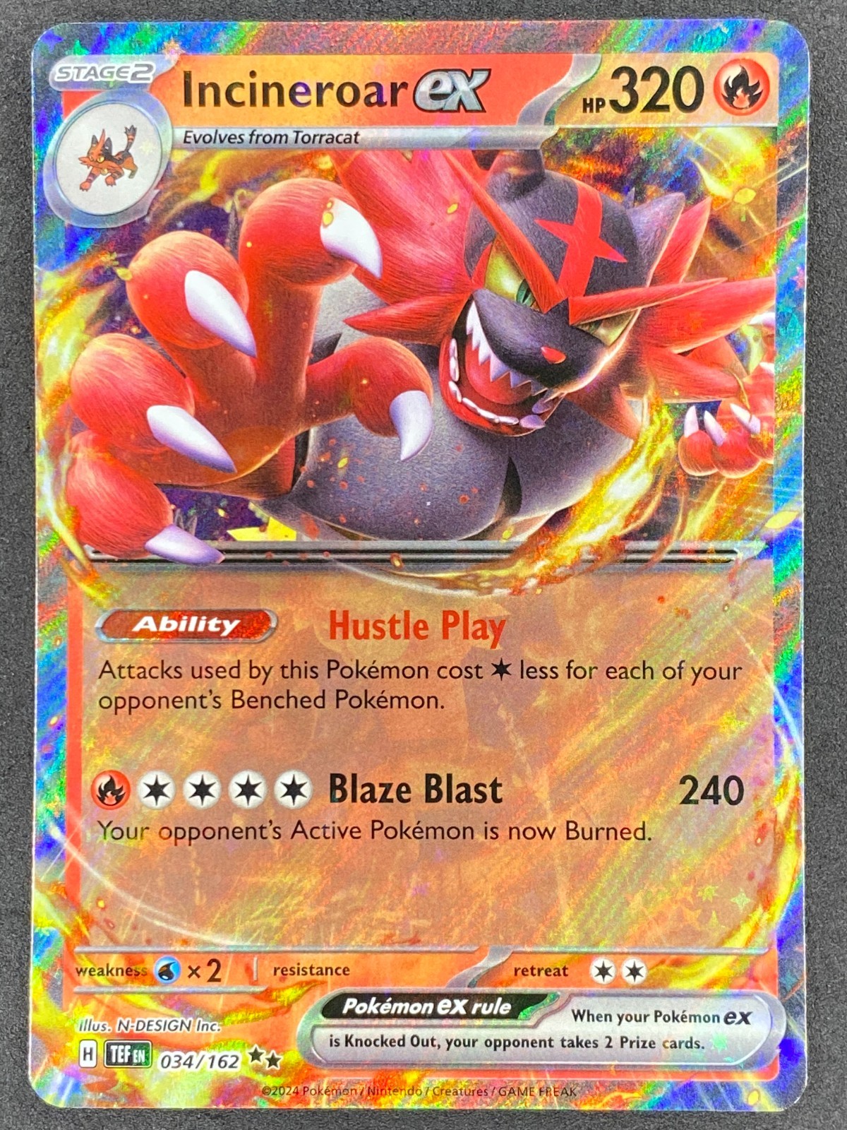 Pokémon Incineroar ex 034/162 TEF Temporal Forces NM
