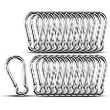 Small Carabiner Clip Hooks, 25pcs 1.57 inch Carabiners Heavy Duty, 304 Stainl...