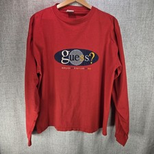 VTG GUESS Georges Marciano Embroidered Single Stitch Long Sleeve T Shirt 80/90s