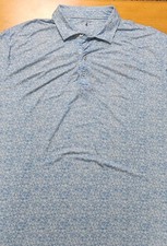 Johnnie-O Performance Polo Mens XL Blue Floral Flowers All Over Print Golf Shirt