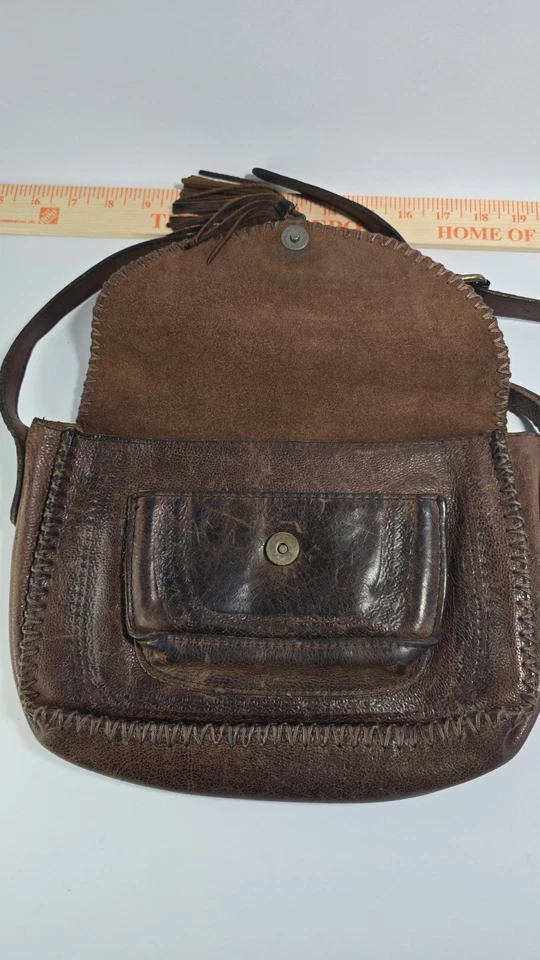 Patricia Nash Cuero Marrón Tachonado Bolso de Hombro Cartera Hippie con Borla Foto 3 de 4