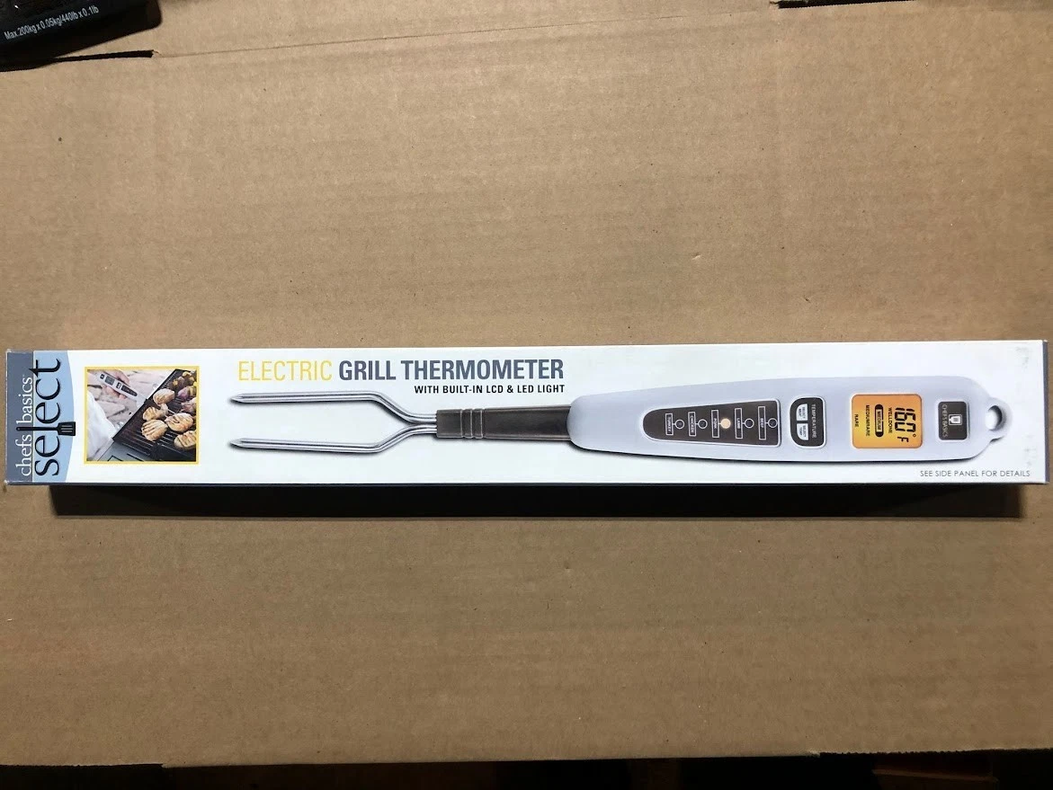 Chefs Basics Select Electric Grill Thermometer with Built-in LCD and LED Light