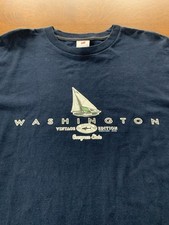 90s Washington State T Shirt XL Blue Sailing Evergreen State USA made - Penningt