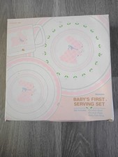 Vintage Hallmark Baby's First Melemine Bunny Print Dish Set