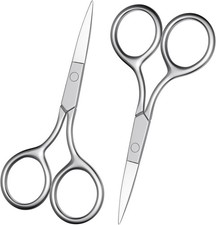 Professional 2Pcs Eyebrow Nose Hair Scissors, Stainless Steel Precision