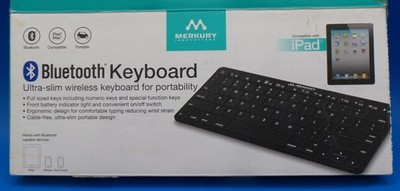 Merkury Bluetooth Keyboard Ultra-Slim Ipad Iphone MAC Android Windows portable