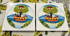 VILLEROY & BOCH 2 Ceramic Tiles/Trivet/Hot Plate FRANCE DESIGN NAIF Noah's Ark