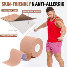 5 Rolls Kinesiology Tape, 2 Inch X 16.4 Feet Waterproof Athletic Tape, Uncut ...