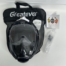 Greatever Full Face Snorkel Mask Dry Top System Anti-Fog L/XL Black - Brand New