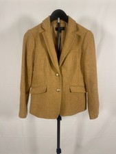 Women  s Blazer Jacket Coat Talbots Petites Two Button Khaki Sz 4P Laine Blend