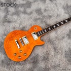 Eelctric guitar LP rich flame top small pin bridge bone nut SS frets Green model