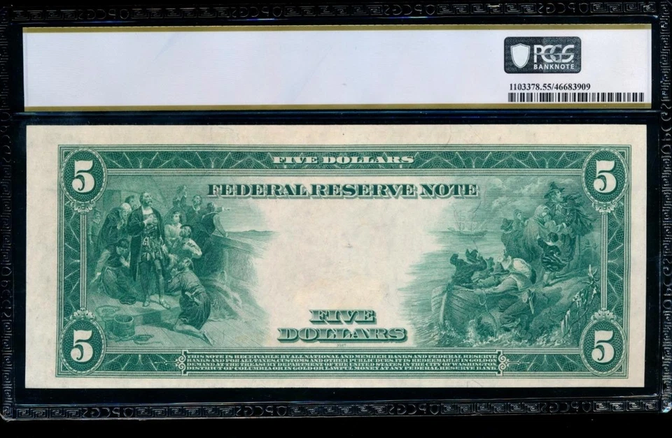 AC Fr 847a 1914 $5 Boston FRN PCGS 55 PPQ - Image 2 of 2
