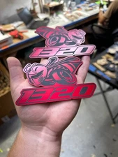 Hornet Badges Engraved Emblem BEE Red/Black, 2 BADGES, Fender Angry Aggressive