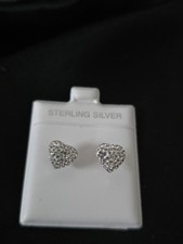 Sterling Silver Heart Stud Earrings Made with Swarovski Crystal