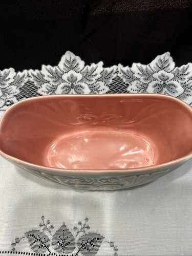 RED WING USA POTTERY PINK & GREY WASH PLANTER B 1401 3.75”T X7.5”L X 3” W - Picture 4 of 6