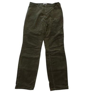 Loft Olive Green Corduroy Pants Womens 10/30 Straight Leg Stretch Cotton Modal