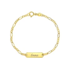 Engravable ID Figaro 5.5" Baby/Toddler/Kids Bracelet - 14k Gold