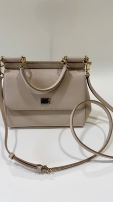 Dolce Gabbana Miss Sicily Small Cream Leather Top Handle Bag