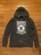 Vintage Y2K Hurley Full Zip Hoodie Medium Faded Distressed Green Skate Hoodie