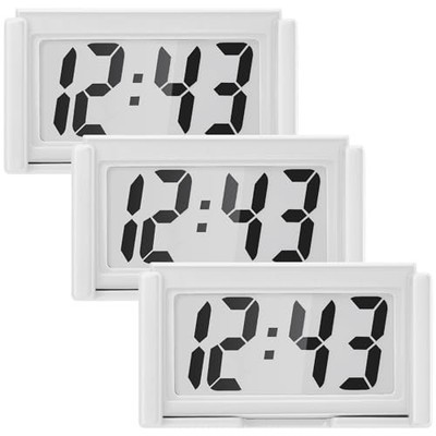 Pieces Mini Digital Clock Small Digital Clock Stick on Battery 3 White