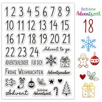 Silikonstempel Set Adventskalender Weihnachten DIY Basteln 41 Motive Zahlen 1-24