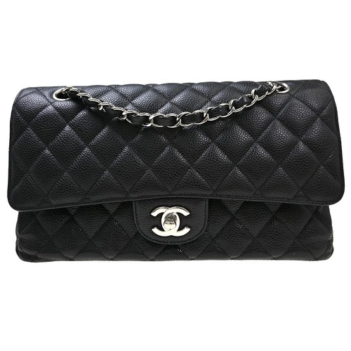 Chanel Black Calfskin Medium Classic Double Flap Shoulder Bag NQ08734