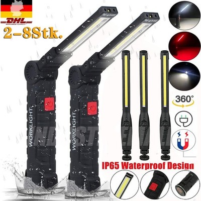 2X COB LED-KFZ Arbeitsleuchte Akku Werkstattlampe Handlampe Mit-Magnet Stablampe
