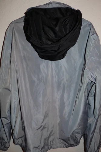 NEW Michael Kors Leather Trim Detail Zip Hooded Grey Jacket Men's Size L image 4