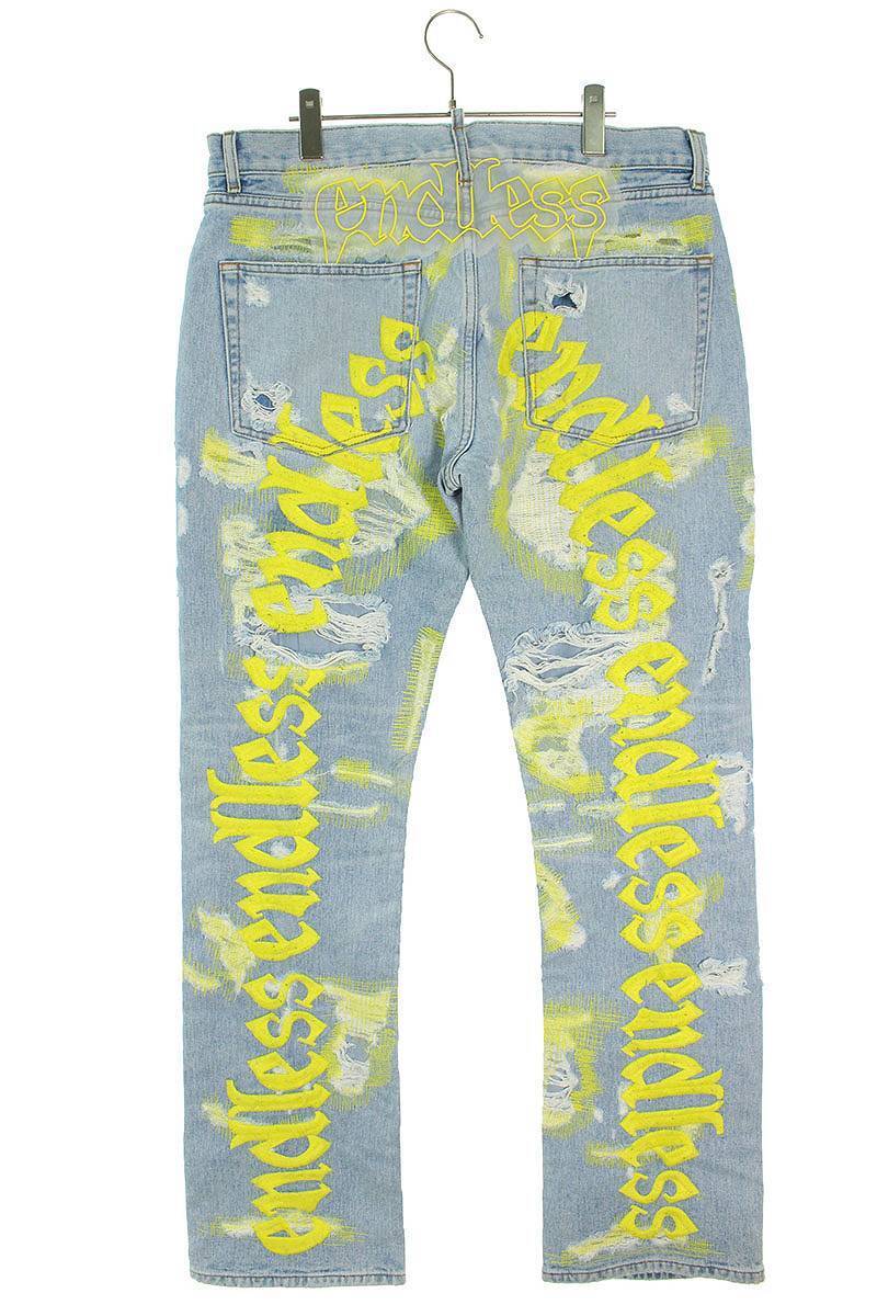 Endless Denim Denim Pants Embroidered and Distressed Denim Endless Denim Denim Pants Embroidered and Distressed Denim