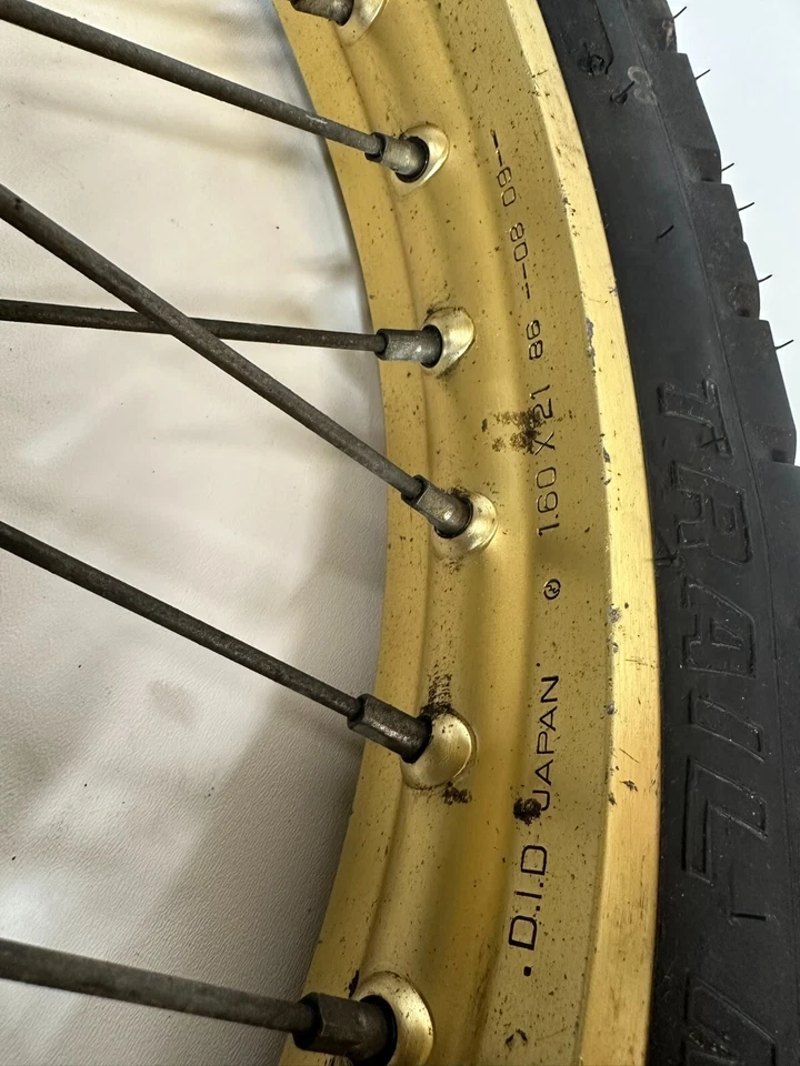 Honda XR600R 1987 rueda delantera y neumático dorado 21" con buje y rotor XR 600R 600 R Foto 4 de 4