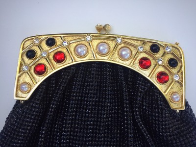 whiting and davis black mesh purse