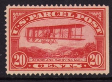 1913 US SC Q8 20c Carmine Rose, Parcel Post, Airplane Carrying Mail MLH VF