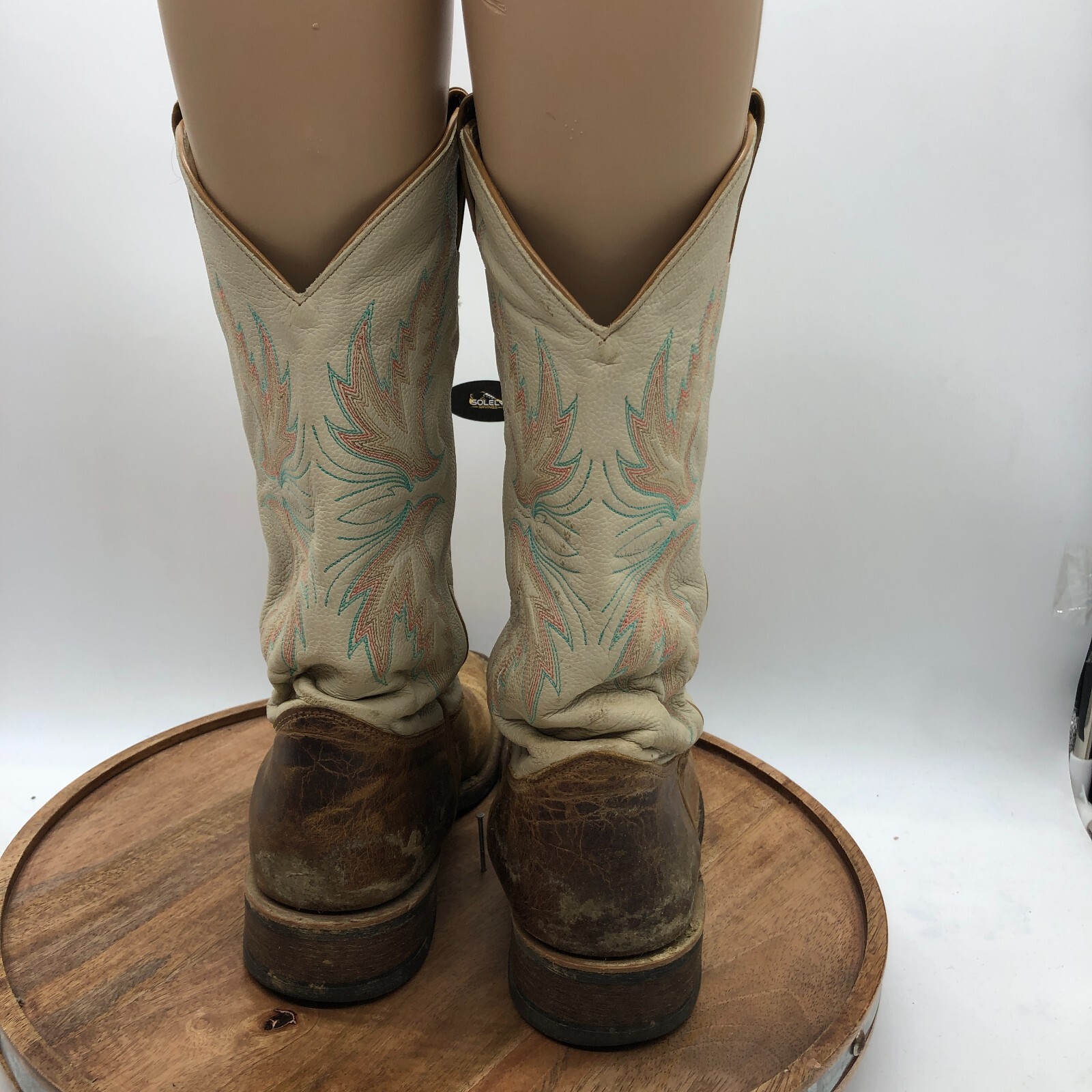 Justin Bent Rail Boots BRL336 Uvalde Tan/Brown Western Womens 11 B