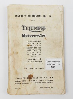 1956 TRIUMPH Thunderbird Tiger 110 Trhophy TR6 / Bonneville 120 Anleitung