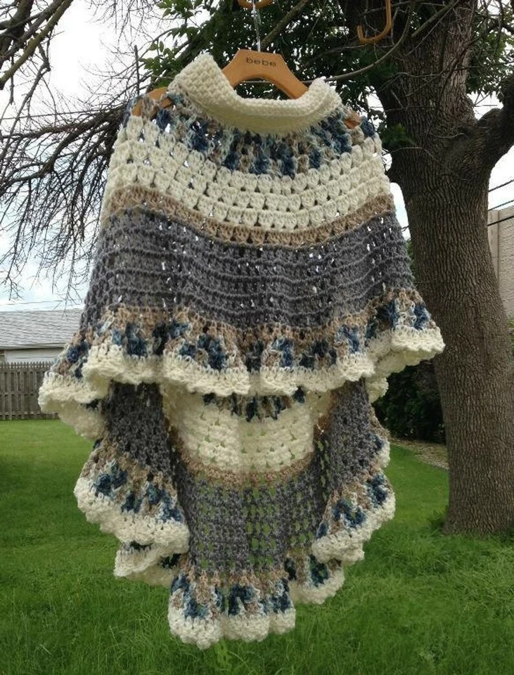 Circular Asymmetric Long Poncho Shawl Crochet IS A PRINTED PATTERN - Image 3 of 4