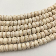 White Howlite Turquoise Smooth Rondelle Beads 4x6mm 5x8mm 15.5" Strand