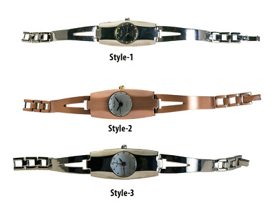 CACHET: WOMENS' COPPER AND SILVER TONE METAL BAND ANALOG QUARTZ WATCH