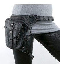 Steampunk Female Bag Black Motorcycle Bag Sho...