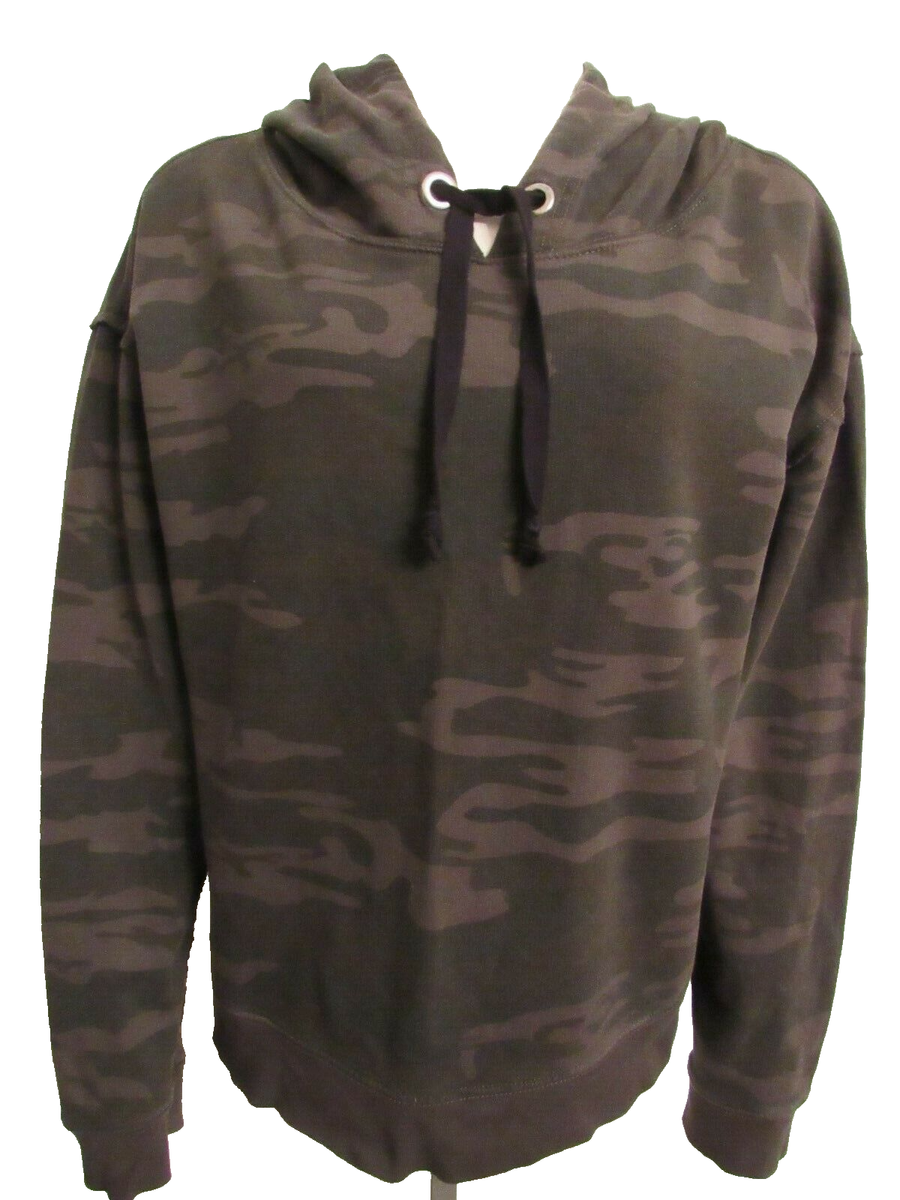 Camouflage Off The Shoulder Hoodie Sweatshirt Sanctuary Womens
