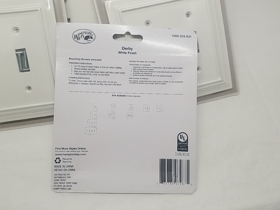 6X Hampton Bay Derby WHITE Finish Wall Plate 1000 033 831 (6 PACK) eBay
