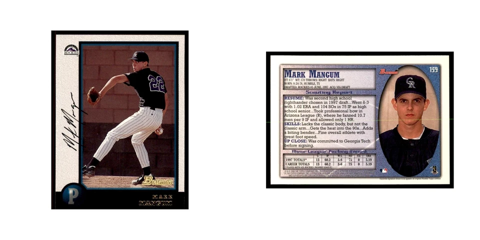 1998 Bowman Mark Mangum Baseball Cards #139 - Image 3 of 3