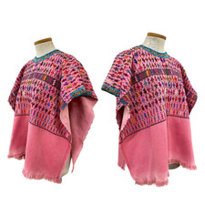 Vintage 1970s Bubble Gum Pink Guatemalan Embroidered Huipil