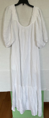 XIRENA Sofia Cotton Gauze Midi Dress IN WHITE WOMENS SIZE L LARGE *MISSING BELT