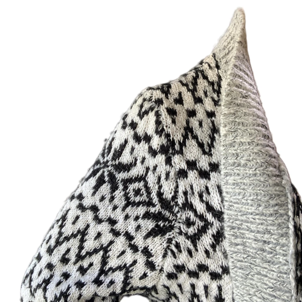 Cárdigan Suéter Bethany Mota Gris Negro Manga Larga Estampado Frente Abierto Talla Med Foto 4 de 4