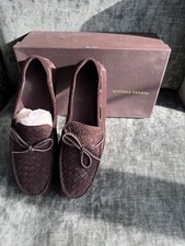 Bottega Veneta Brown Suede Intrecciato Loafers IT 44