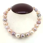 Massive 12.6-15.8mm Multi-Color Genuine EDISON Baroque PEARL Necklace #FN127